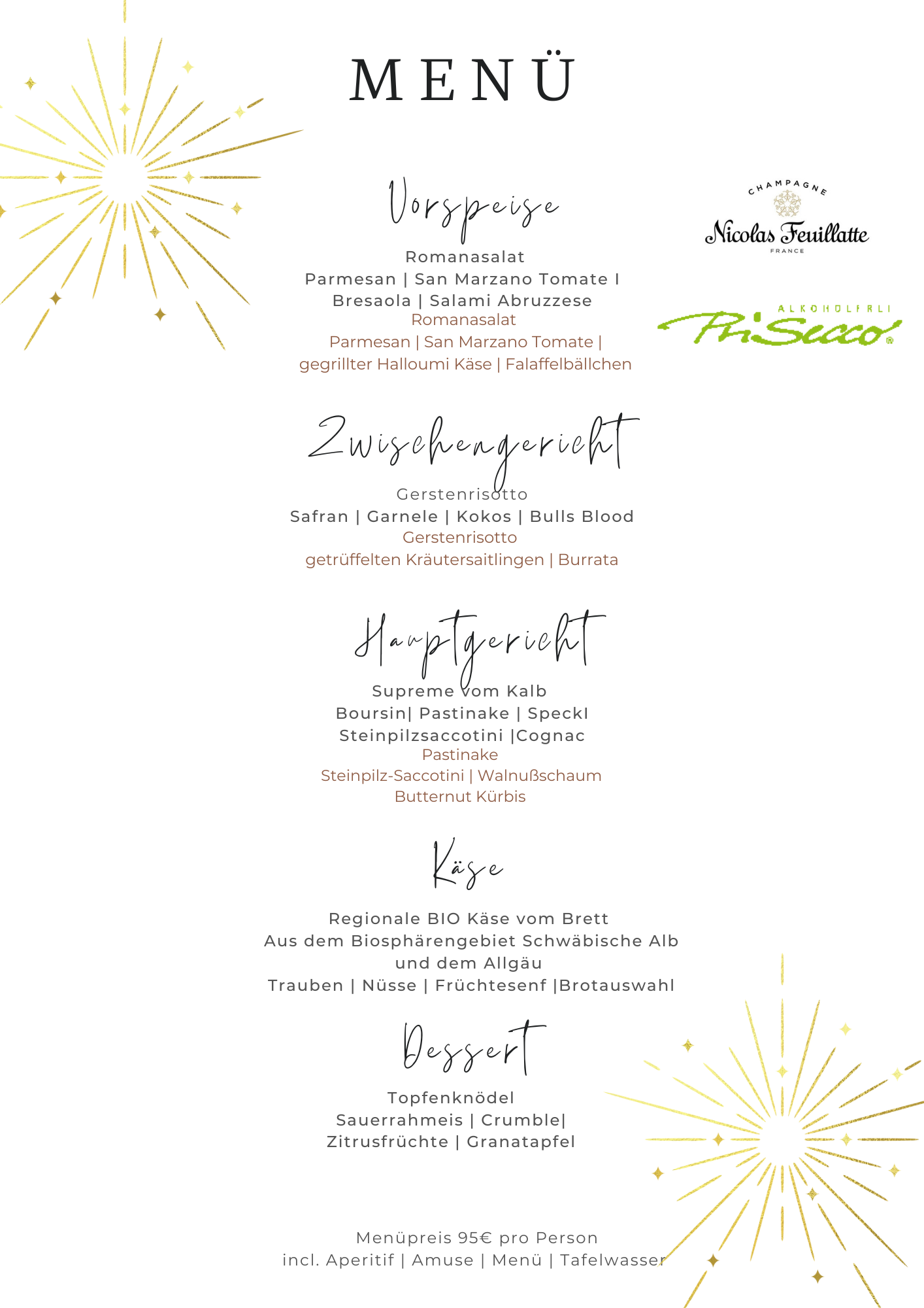 Silvester Menü 2022 Hotel Restaurant Metzgerei Rössle